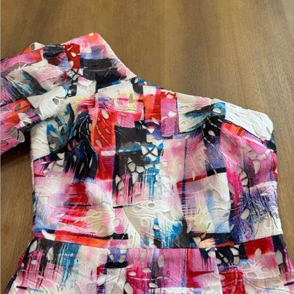 Dress The Population Gabriella Lace One-Shoulder Broderie Anglaise Dress‎ XS - Picture 8 of 14